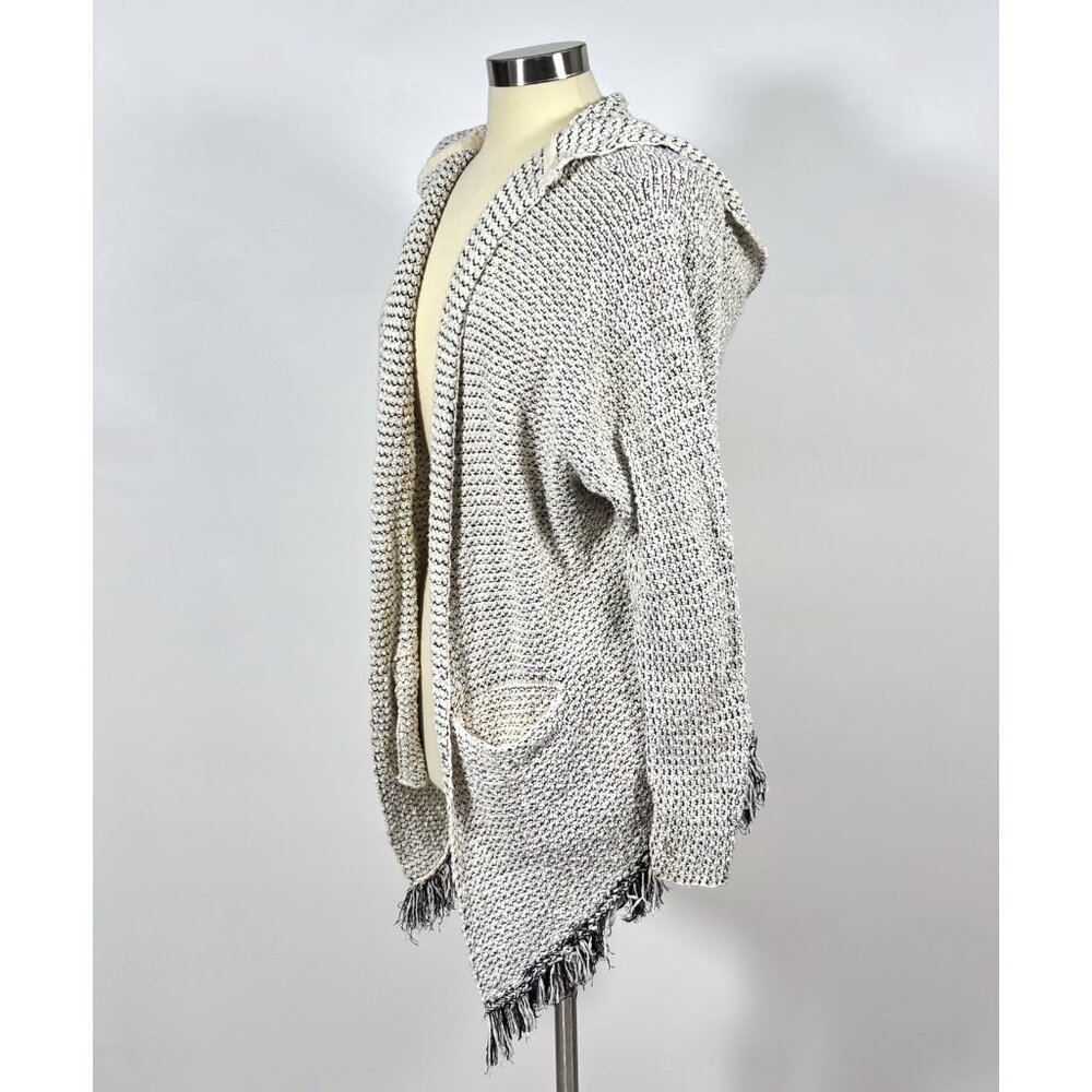 Free People Love Me Tender Fringe Open Front Hooded Cardigan Cotton - Medium - Picture 3 of 6